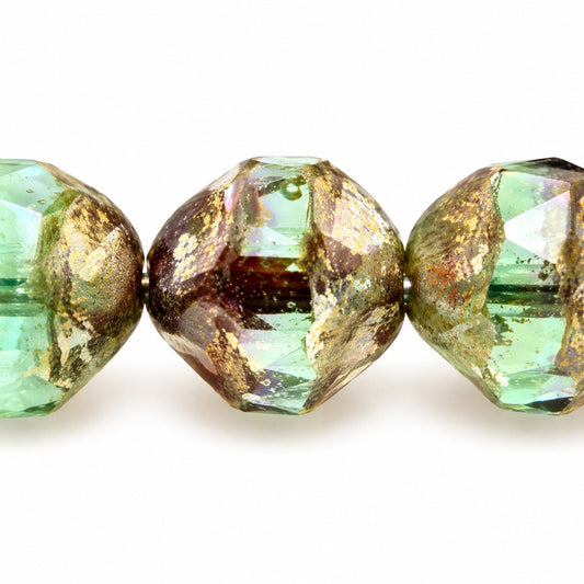 Special Cut Faceted Fire Polished Beads. Smashed, X3140 Bronze (x3140-14415), Glass, Czech Republic