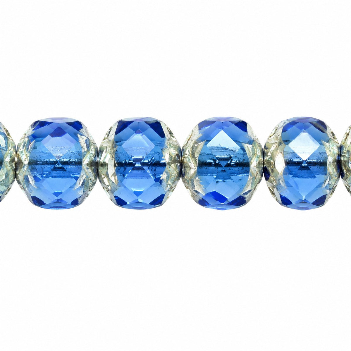 Faceted Fire Polished Beads Special Cut, Cobalt Antique Silver Patina (30050-81002), Glass, Czech Republic