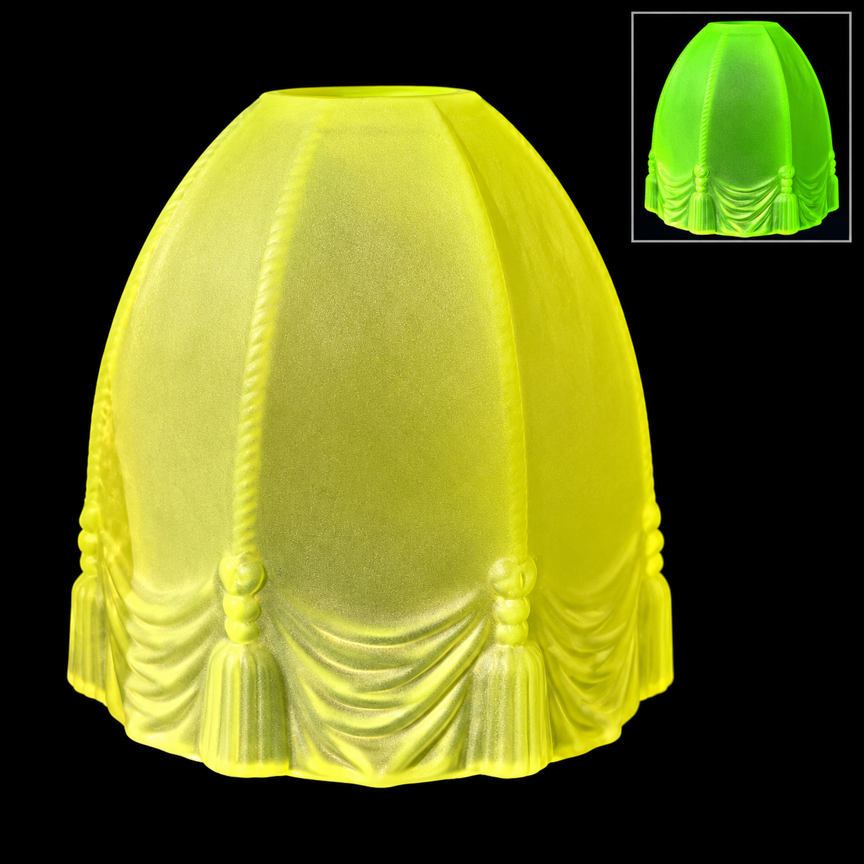 Uranium Glass lamp shade - Textile shade, 138 × 140 - 12 - 33 mm, OUTLET