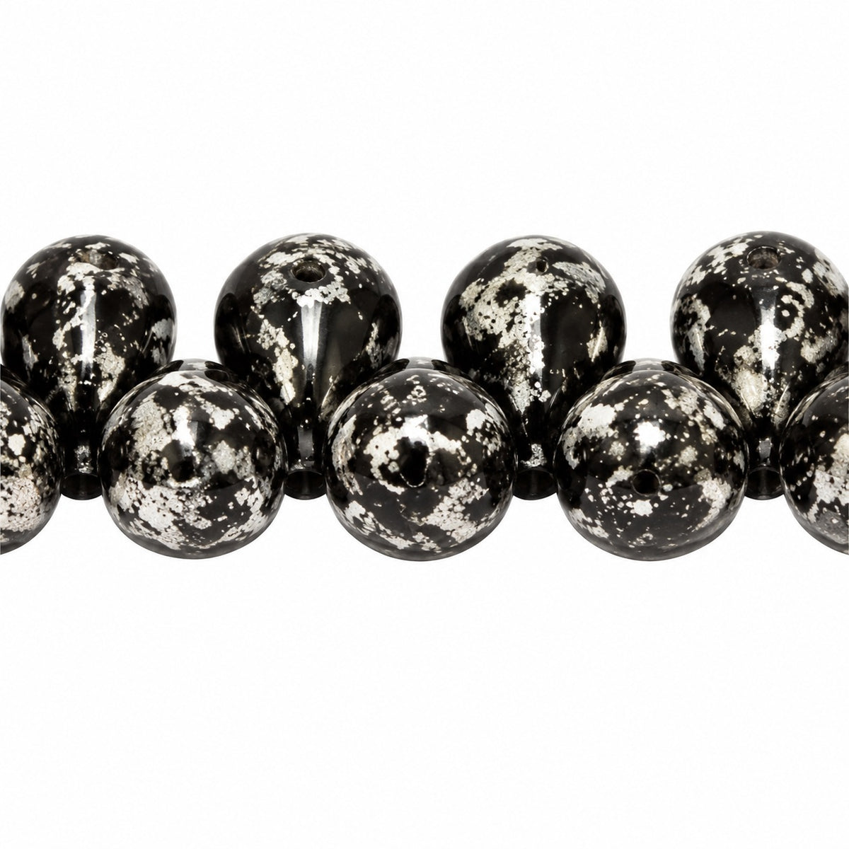 Drop Beads, Black Picasso (23980-43400), Glass, Czech Republic