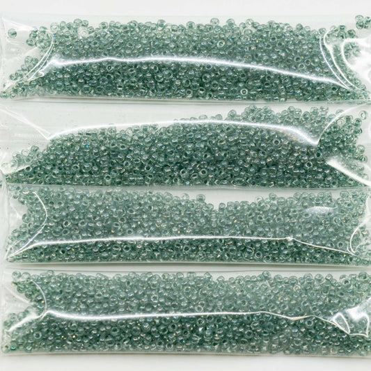 OUTLET 10 grams Preciosa Ornela Seed Beads, Round Hole, Loose, 11/0 x  mm, Crystal Luster Green Full Coated (-00050-14457), Glass, Czech Republic