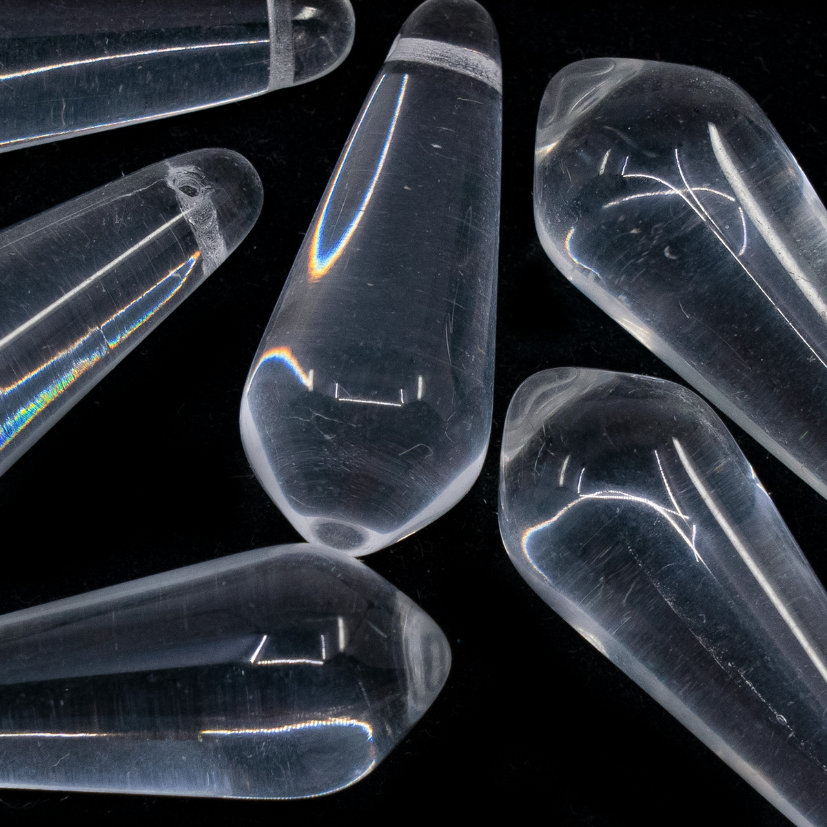 OUTLET 250g/50g Drop Beads, 15 x 40 mm, Crystal (00030), Glass, Czech Republic