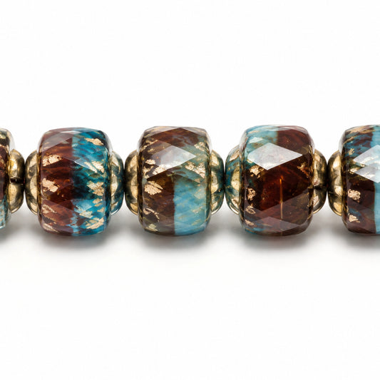 Cathedral Faceted Fire Polished Beads Special Cut, X1752 Gold Lined (x1752-54202), Glass, Czech Republic