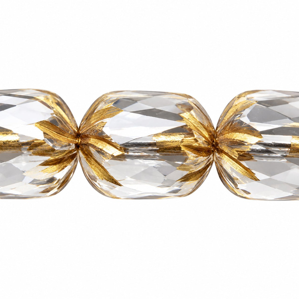 Fire Polished Faceted Cathedral Beads, Crystal Gold Lined (00030-54202), Glass, Czech Republic