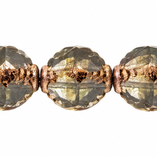 Wasp Special Cut Faceted Fire Polished Beads, X3167 Bronze (x3167-14415), Glass, Czech Republic