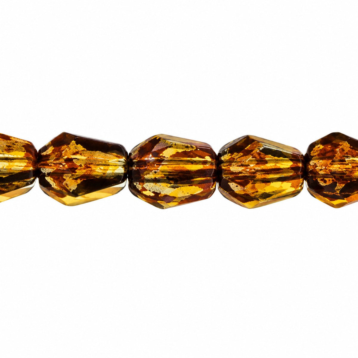Faceted Fire Polished Beads Special Cut, Transparent Gray Travertin (40030-86800), Glass, Czech Republic