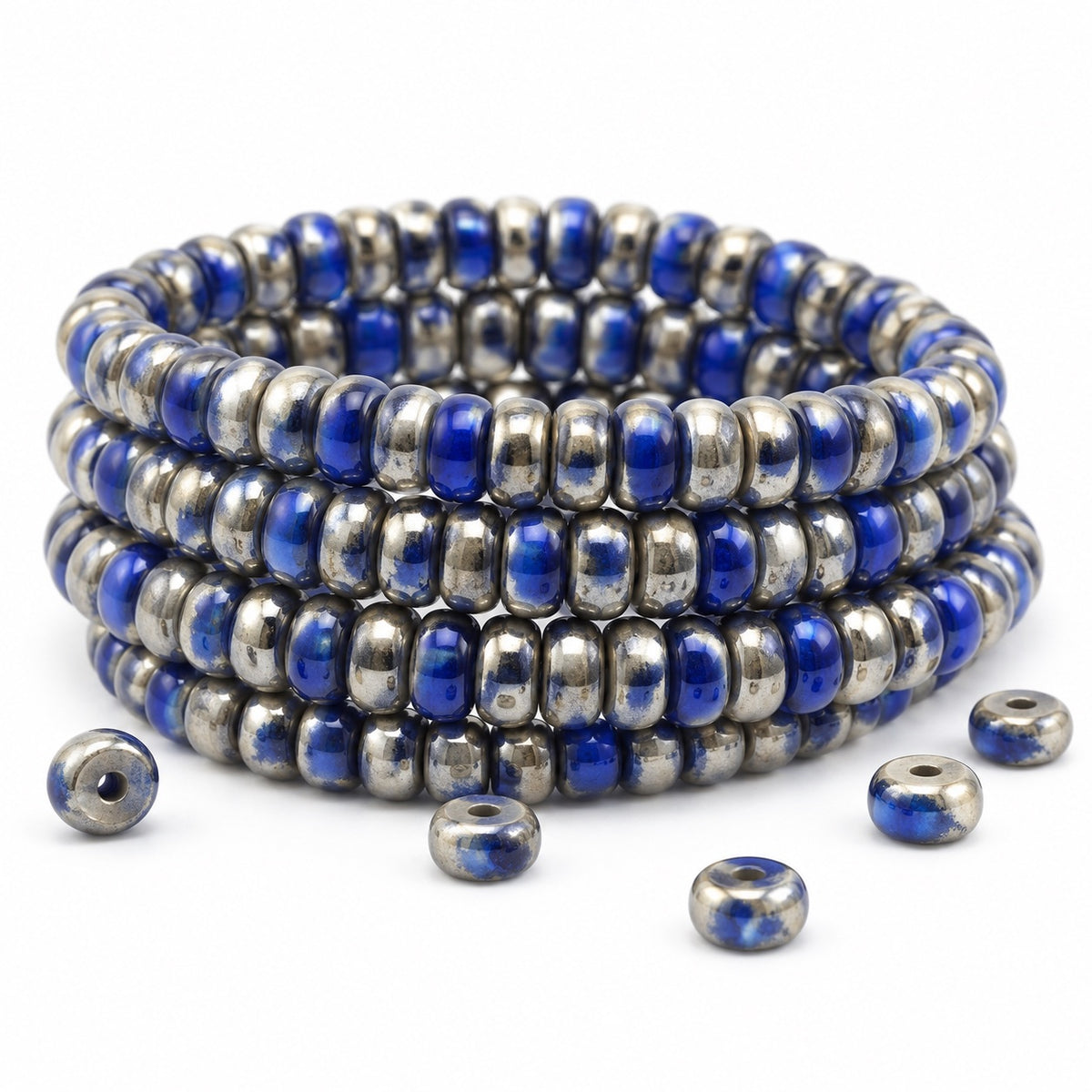 Flat Round Wheel Beads, X1518 Chrom (x1518-27401), Glass, Czech Republic