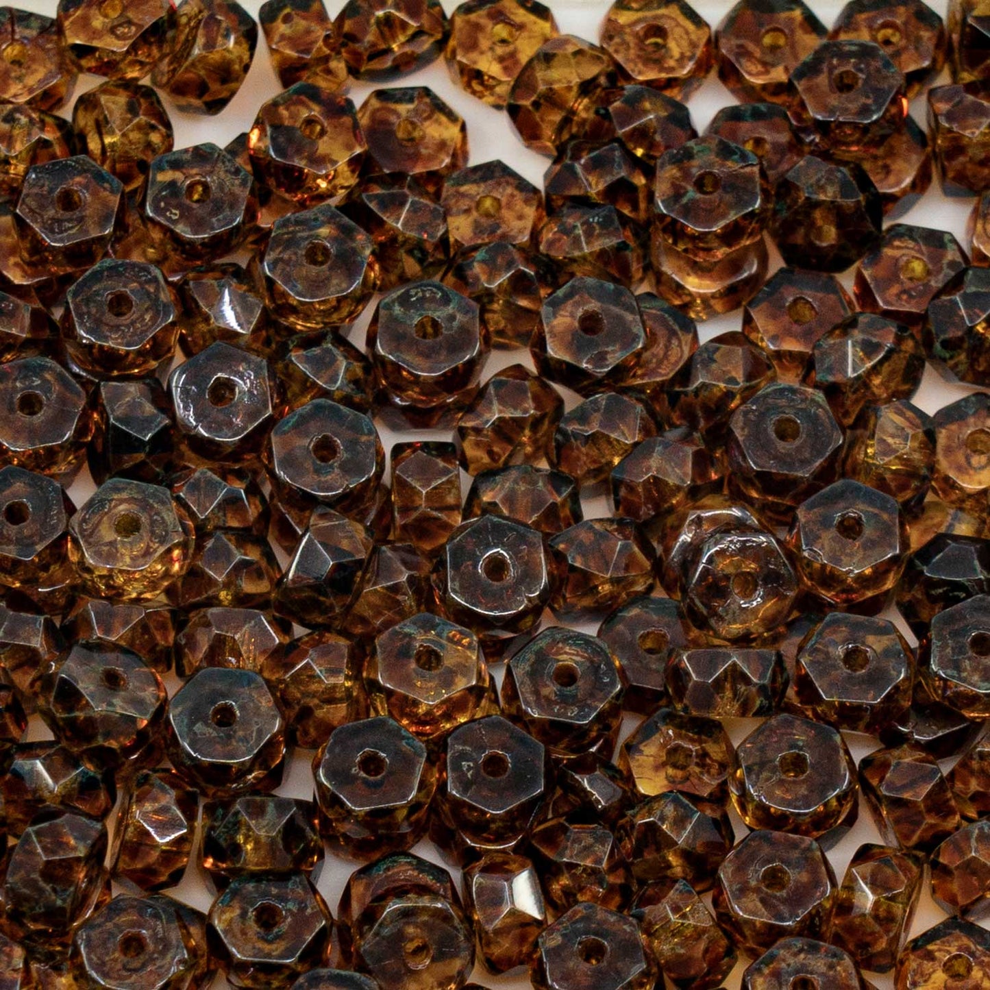 OUTLET 250g Faceted Rondelle Fire Polished Beads, 3 x 6 mm, Crystal Stain Strong (00030-81800), Glass, Czech Republic