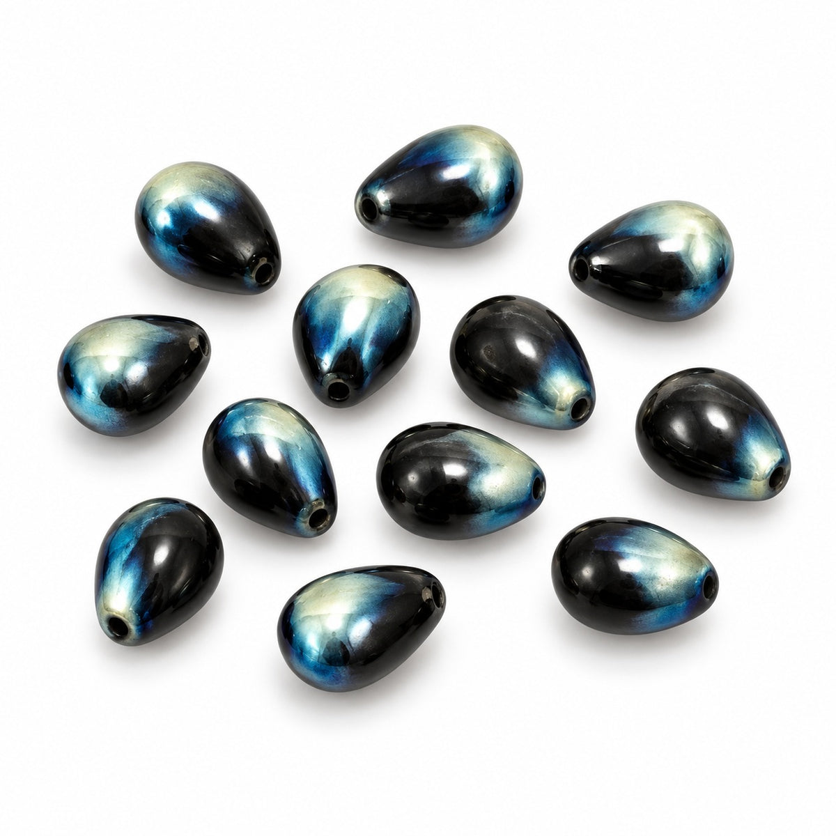 Drop Beads, Black 23103 (23980-23103), Glass, Czech Republic