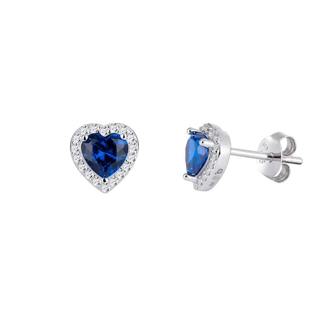 Ohrringe Velvet Heart Silber Ag-925 rhodiniert Schmuck, Zirkonia Preciosa, Tschechischer Böhmen PRECIOSA BEAUTY Schmuck, Blau