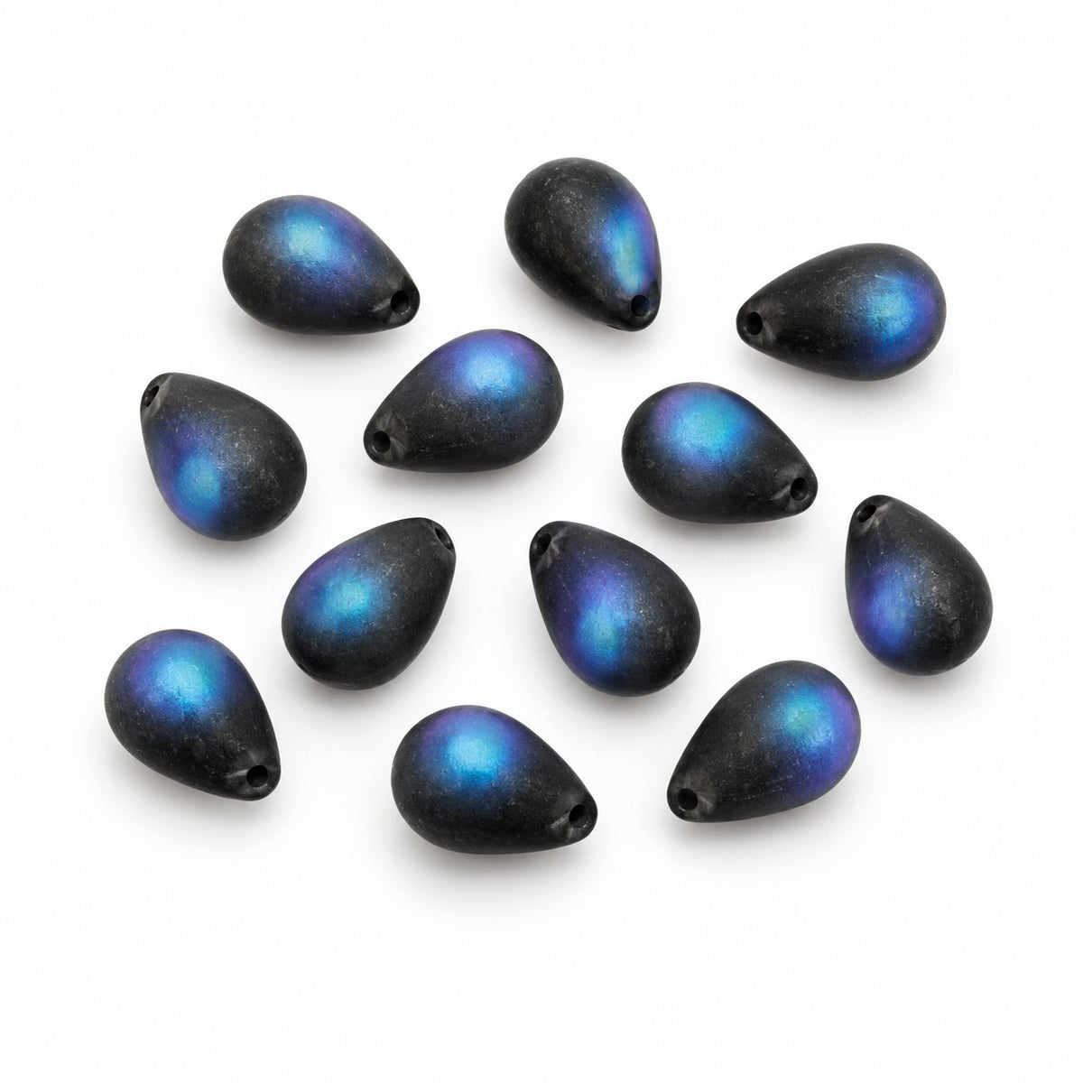 Drop Beads, Black Matte Ab (23980-84110-28701), Glass, Czech Republic