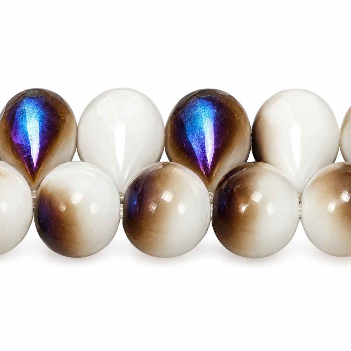 Drop Beads, White 22201 (02010-22201), Glass, Czech Republic