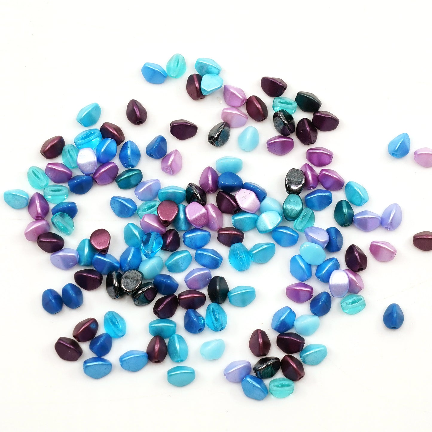 OUTLET 10 Gramm Pinch Pressed Beads, Blau Lila Mix (), Glas, Tschechische Republik