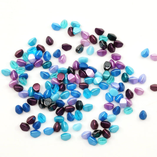 OUTLET 10 grams Pinch Pressed Beads, Blue Purple Mix (), Glass, Czech Republic