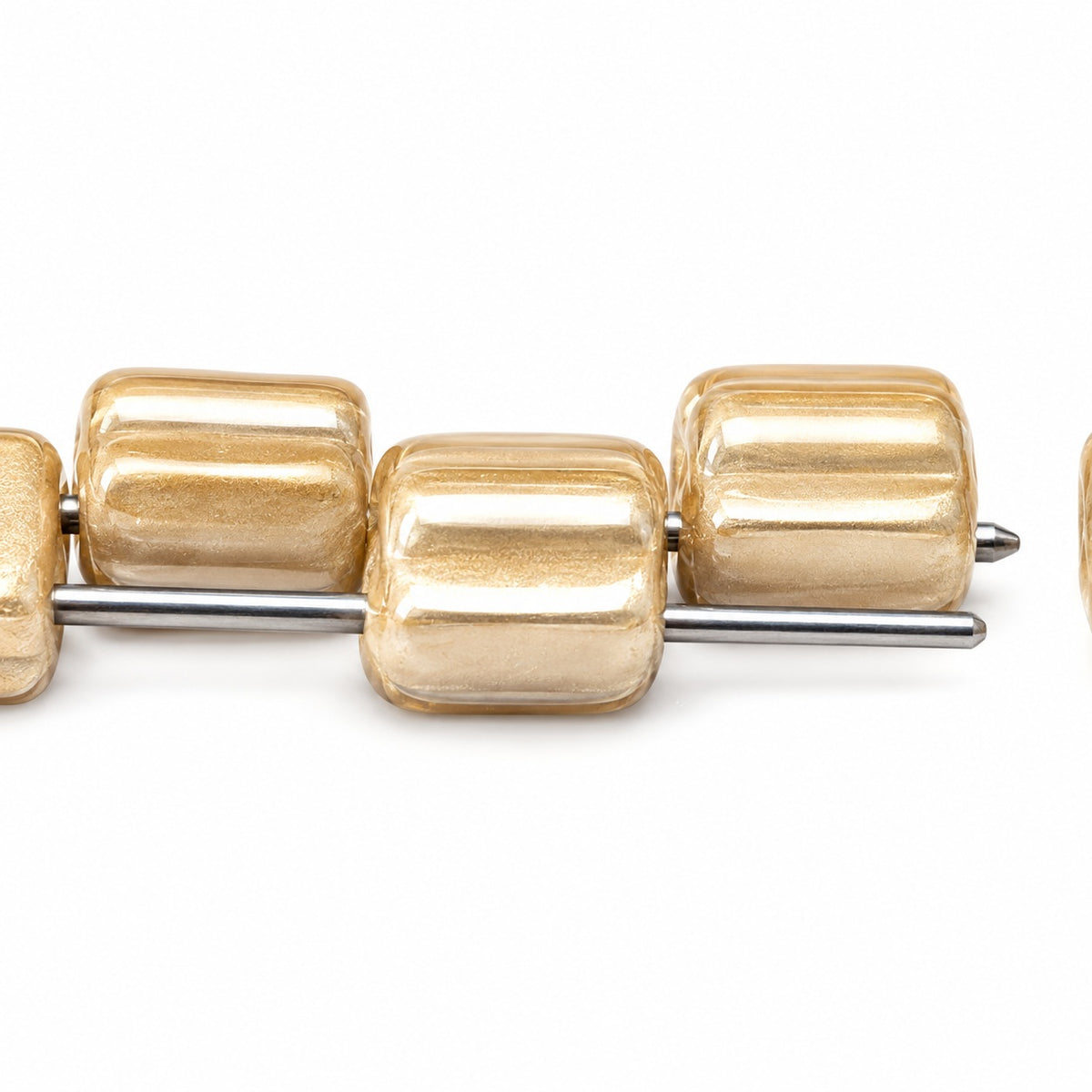 2-Hole Square Beads, 99997 Blue Hematite (99997-23500), Glass, Czech Republic