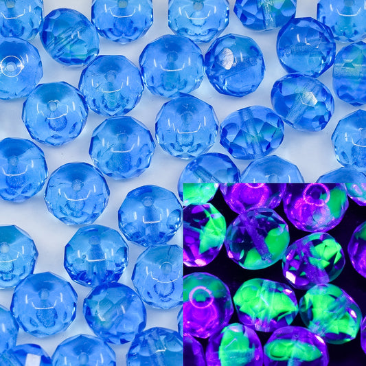 OUTLET 250g/50g Faceted Rondelle Fire Polished Beads, 7 x 9 mm, Mix Yellow Blue (87301), Glass, Czech Republic