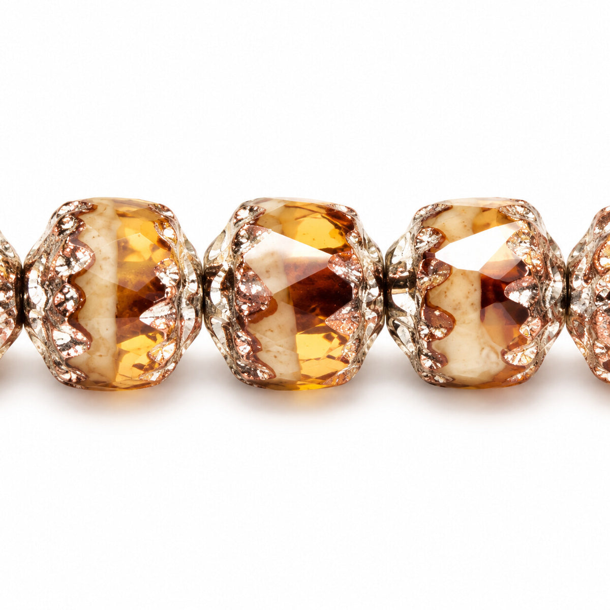 Cathedral Faceted Fire Polished Beads, S0430 Antique Silver Patina (s0430-81002), Glass, Czech Republic