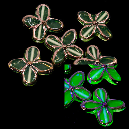 清仓 1个 花朵琉璃珠，25 x 25 毫米，透明黄色 (80130-b)，玻璃，捷克共和国