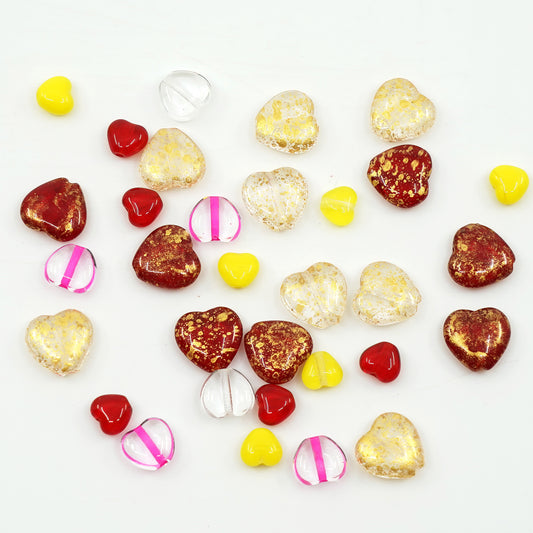 OUTLET 10 grams Heart Beads, D (D), Glass, Czech Republic