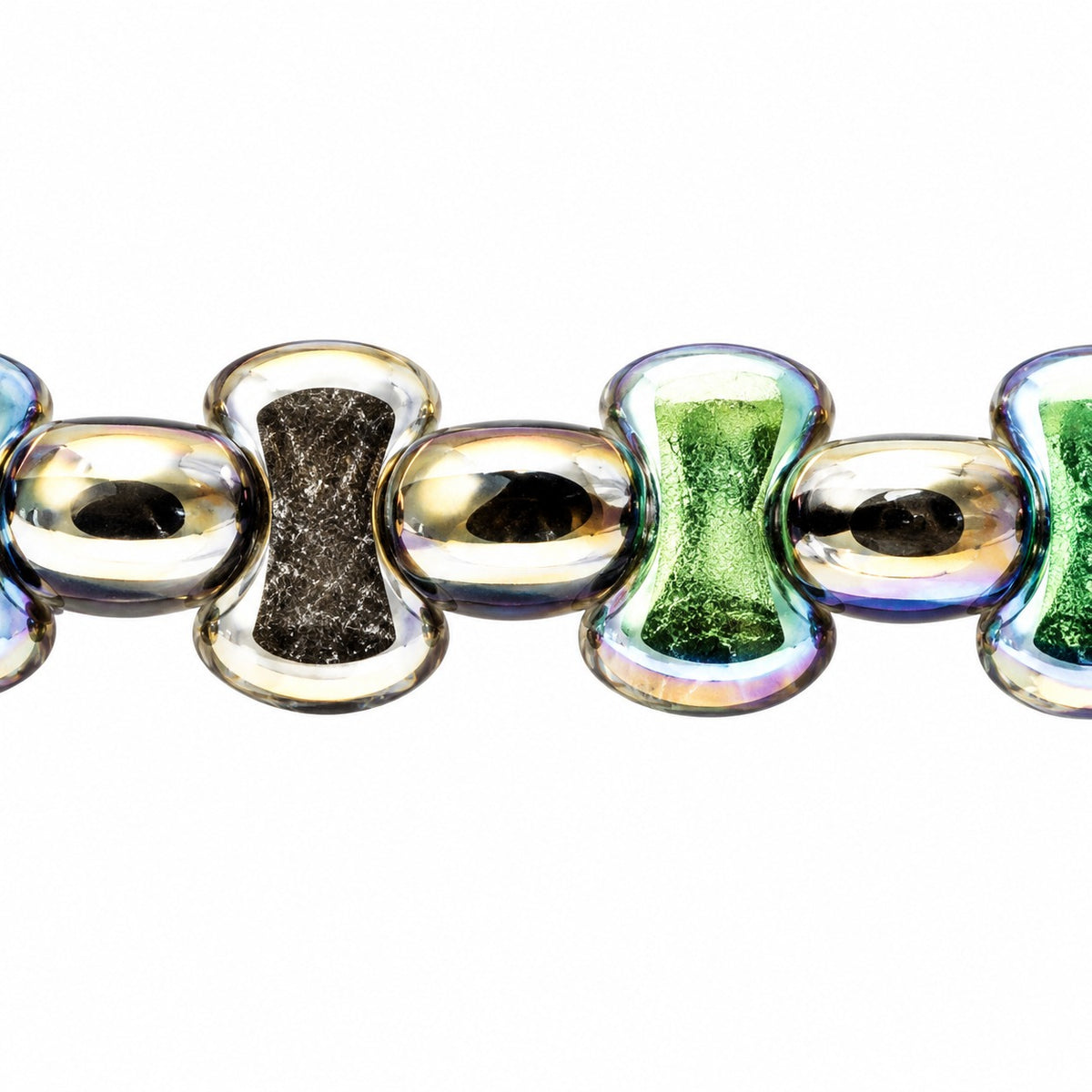 Shaped Pressed Beads, Black 98554 (23980-98554), Glass, Czech Republic