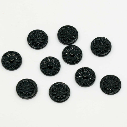 OUTLET 10 grams Cabochon Beads, 13 x 13 mm, Black Ornament Mix 2 (23980-ornament-2), Glass, Czech Republic