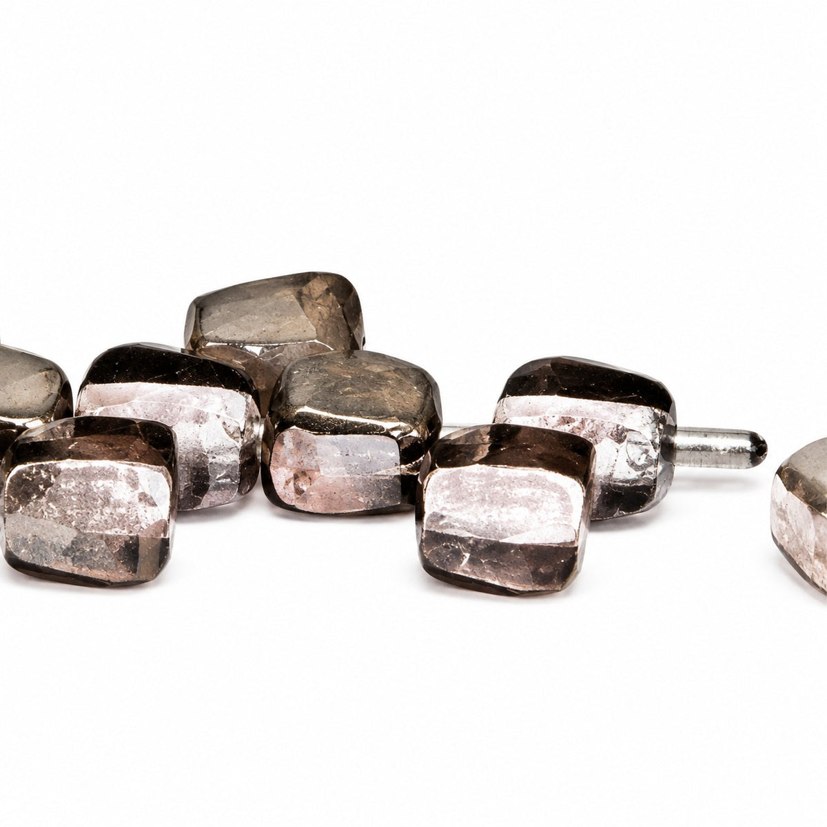 2-Hole Pressed Beads, Transparent Pink Chrom (70110-27401), Glass, Czech Republic
