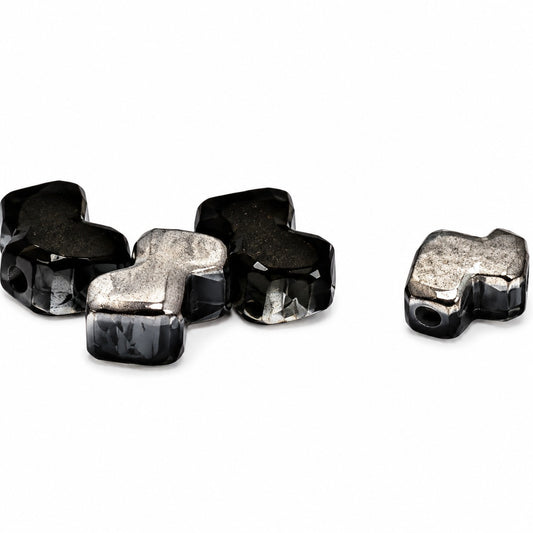2-Hole Pressed Beads, Black Chrom (23980-27401), Glass, Czech Republic