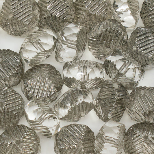 アウトレット 10グラム ファセット加工スペシャルロンデルビーズ ファイアポリッシュ 10 x 14 mm クリスタルプラチナ (00030-13702) ガラス チェコ共和国