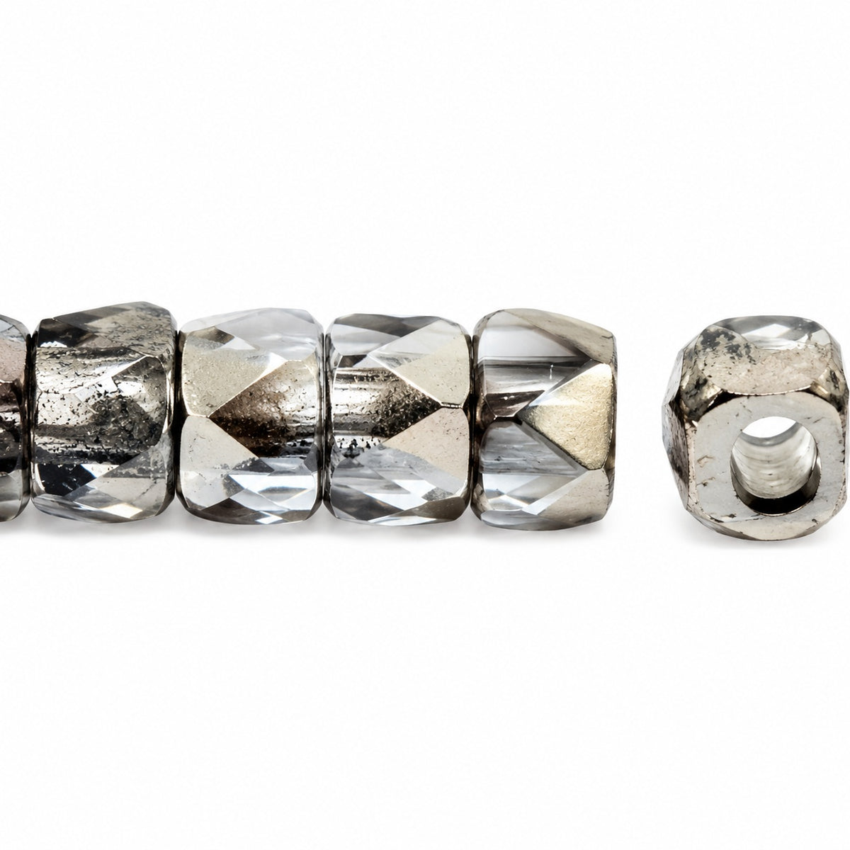 Faceted Oval Beads Special Cut, Transparent Blue Chrom (30020-27401), Glass, Czech Republic