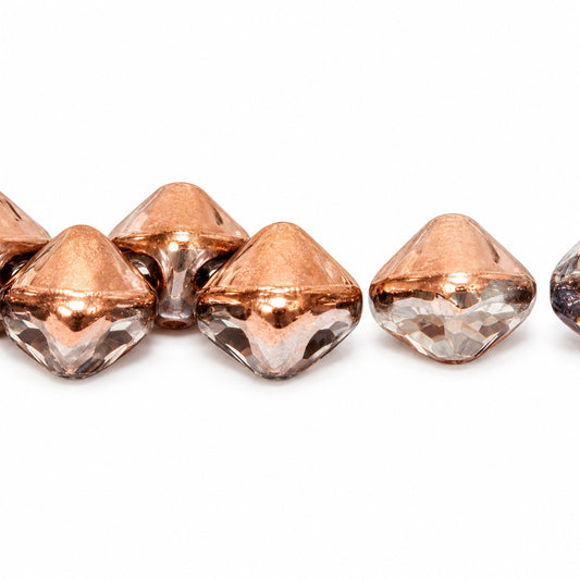 Silky 2-Hole Square Beads, Crystal Rose Gold Capri (00030-27101), Glass, Czech Republic
