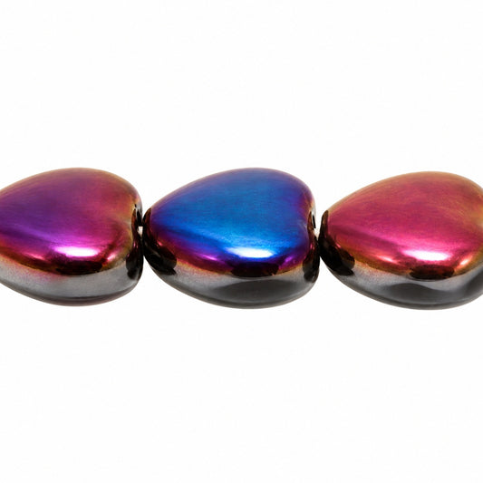 Heart Beads, Black 23001 (23980-23001), Glass, Czech Republic