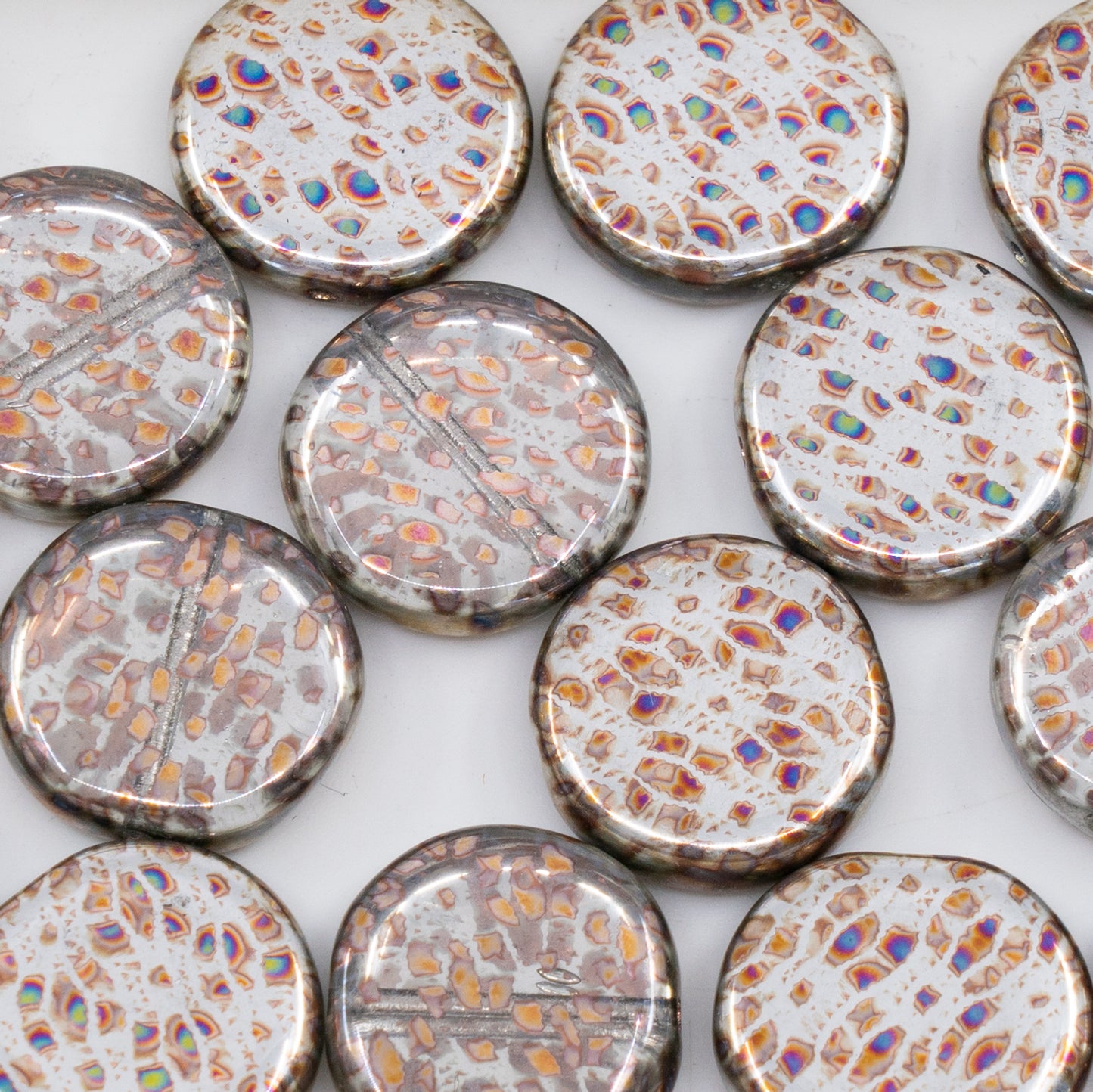 OUTLET 250g/50g Coin Beads, 17 x 17 mm, Batika Mixed Colors 2 (BATIKA-MIX-2), Glass, Czech Republic
