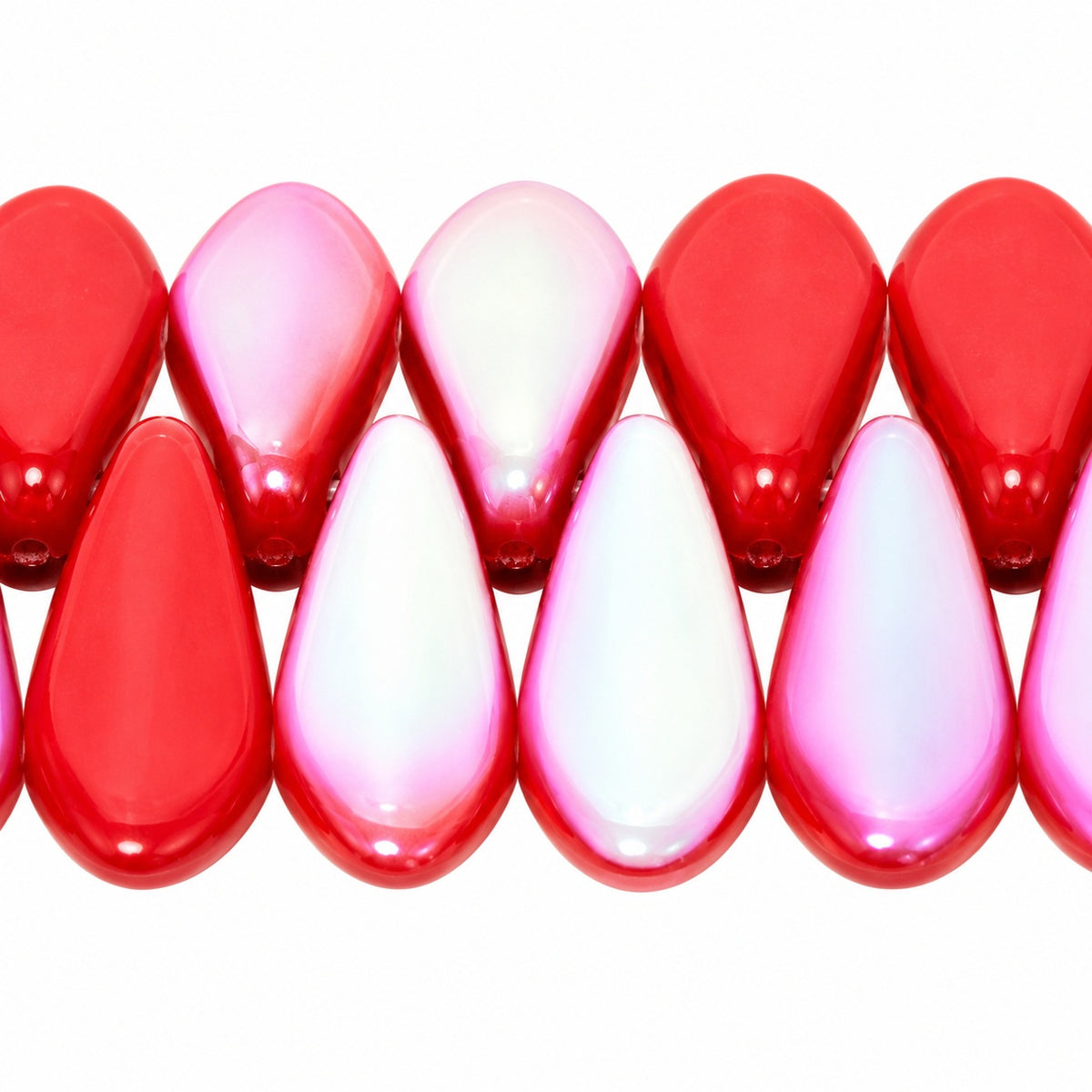 Dagger Beads, Opaque Red Ab (93210-28701), Glass, Czech Republic