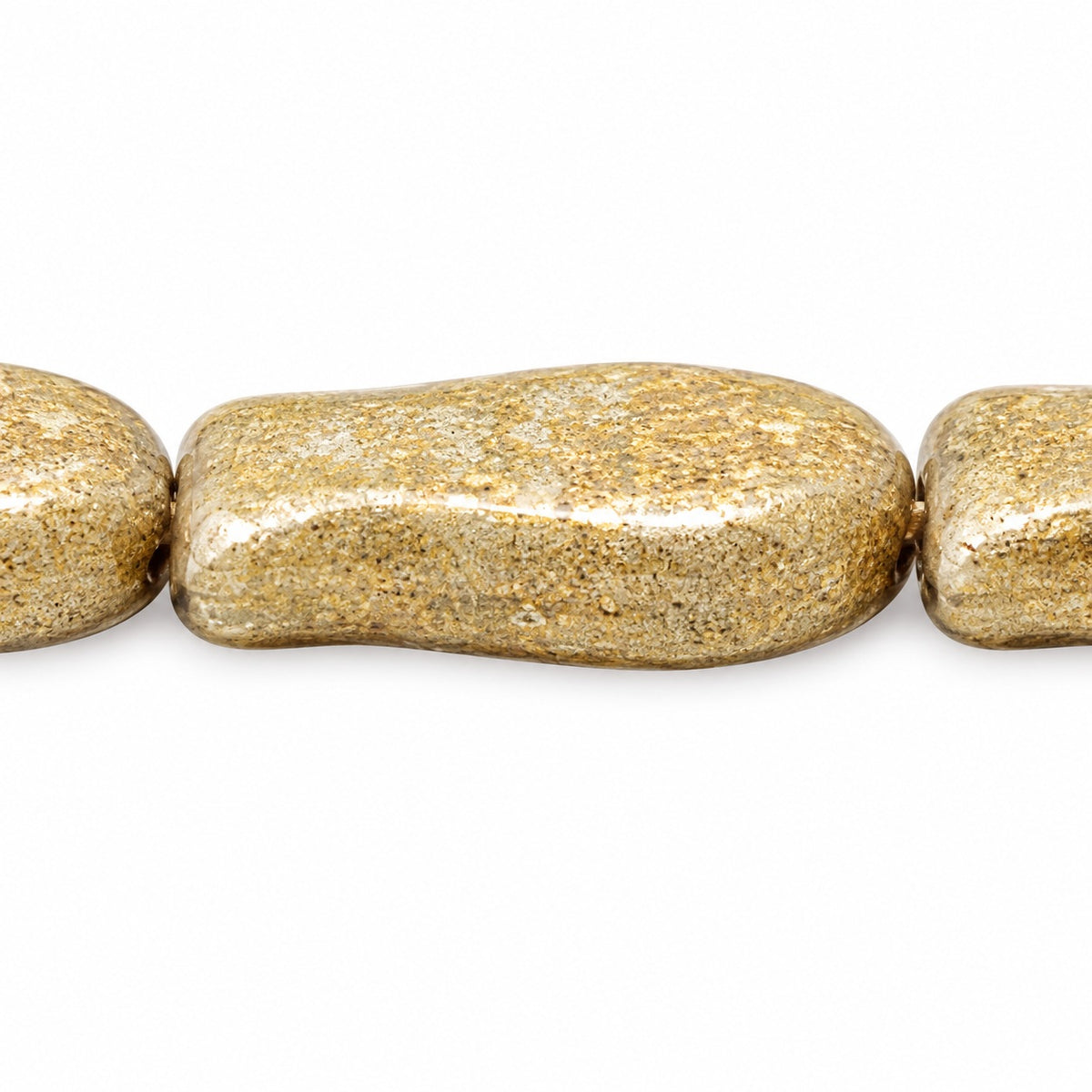 Simple Fish Pressed Beads, Chalk White 84510 Gold Lined (03000-84510-54202), Glass, Czech Republic