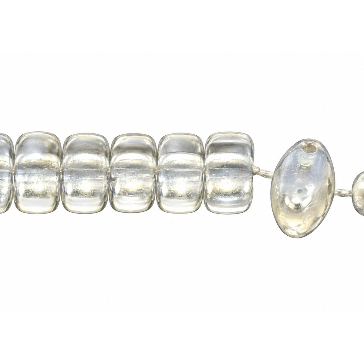 3-Hole Pressed Oval Beads, Crystal Gray Blue Shade (00030-23701), Glass, Czech Republic