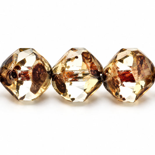 Special Cut Faceted Fire Polished Beads. Smashed, Crystal Stain Strong (00030-86805), Glass, Czech Republic