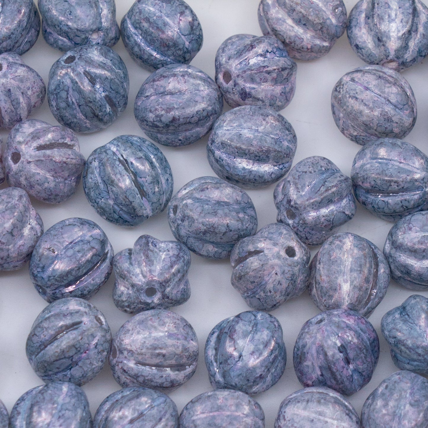 OUTLET 250g/50g Melon Beads, 10 x 10 mm, Crystal Blue Ceramic (00030-64464), Glass, Czech Republic