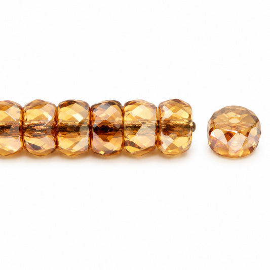 Faceted Special Cut Beads Rondelle, Transparent Orange 22501 (10060-22501), Glass, Czech Republic