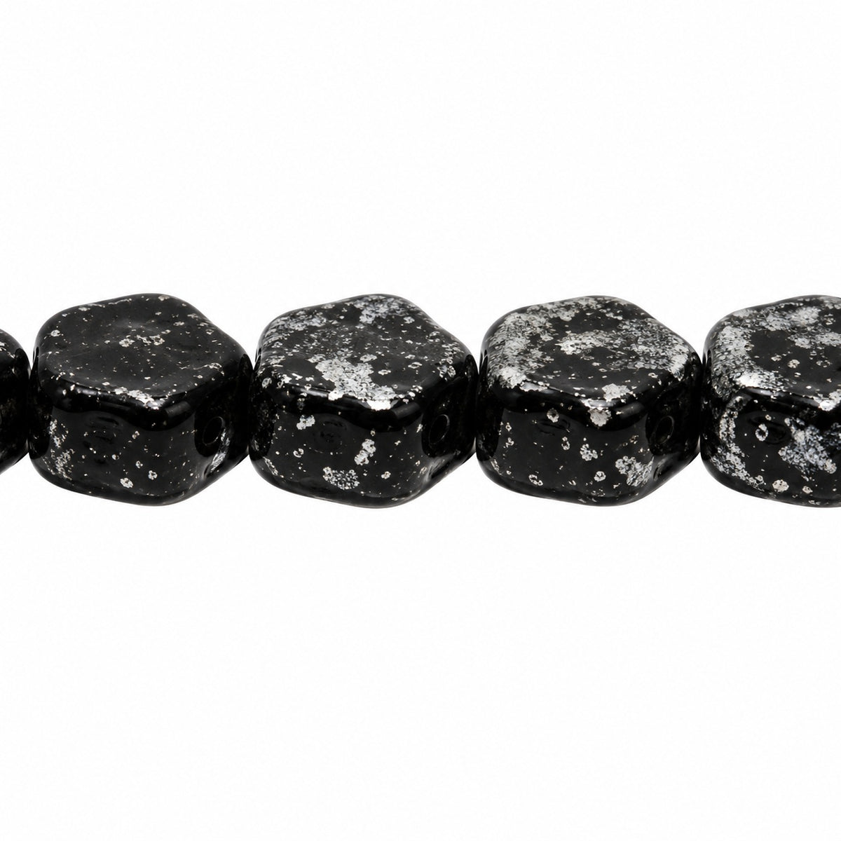 Sunset Flower Beads, Black 47902 (23980-47902), Glass, Czech Republic