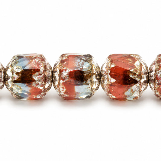 Cathedral Faceted Fire Polished Beads, S1014 Antique Silver Patina (s1014-81002), Glass, Czech Republic