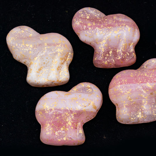 OUTLET 250g/50g Elephant Beads, 20 x 21 mm, Crystal Pink Mixed Gold Splash (75016-94401), Glass, Czech Republic