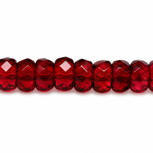 Faceted Special Cut Beads Rondelle, Transparent Red (70350), Glass, Czech Republic