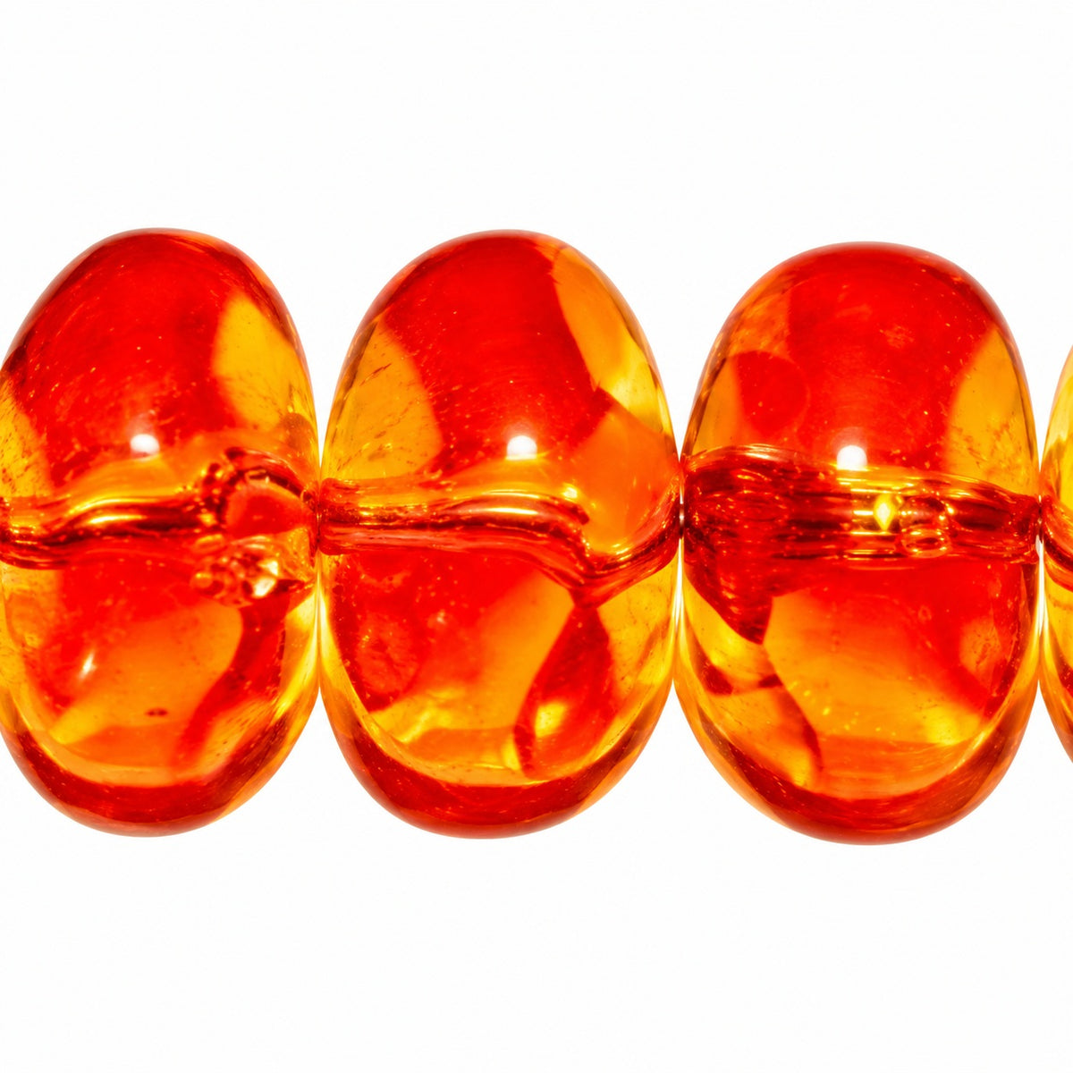Pressed Rondelle Beads, Transparent Orange (10030), Glass, Czech Republic