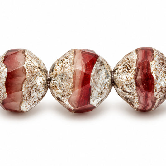 Special Cut Faceted Fire Polished Beads. Smashed, X3050 Antique Silver Patina (x3050-81002), Glass, Czech Republic