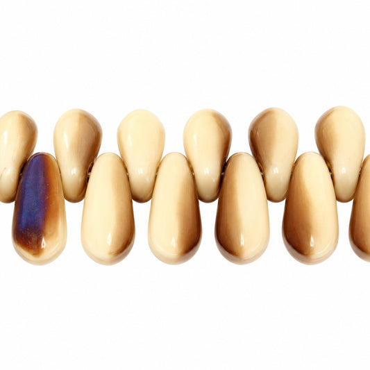 Dagger Beads, Opaque Beige 22201 (13010-22201), Glass, Czech Republic