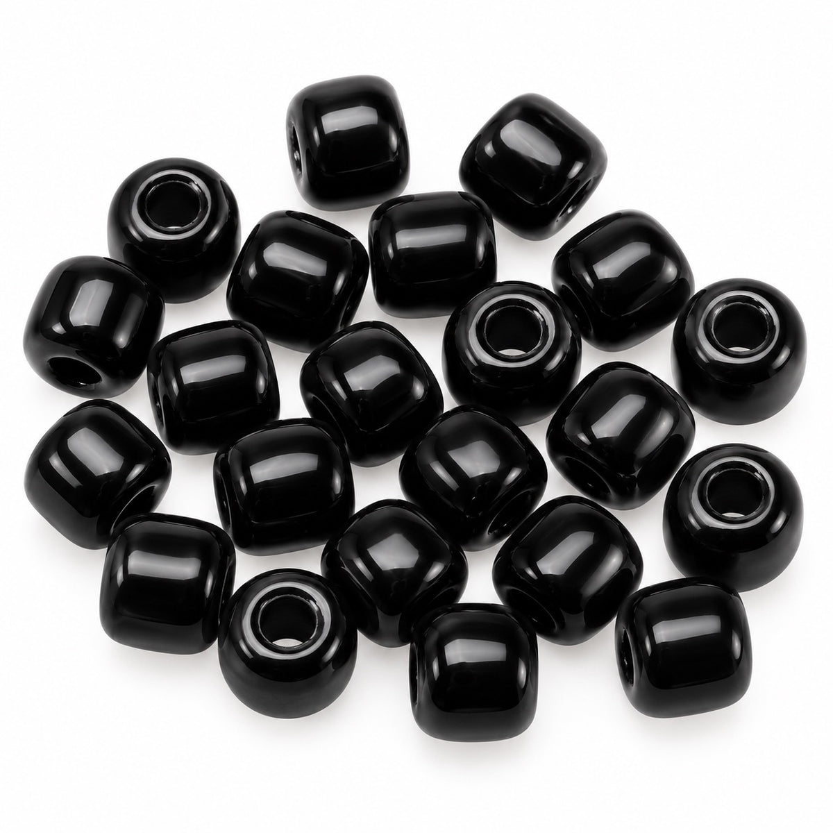 Pony Bagel Beads, Black (23980), Glass, Czech Republic
