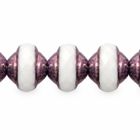 Faceted Special Cut Beads Ufo, Chalk White Bronze (03000-14415), Glass, Czech Republic