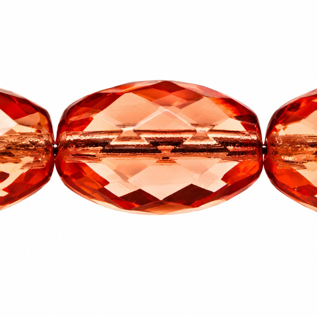 Oval Faceted Beads, Transparent Pink (70130), Glass, Czech Republic