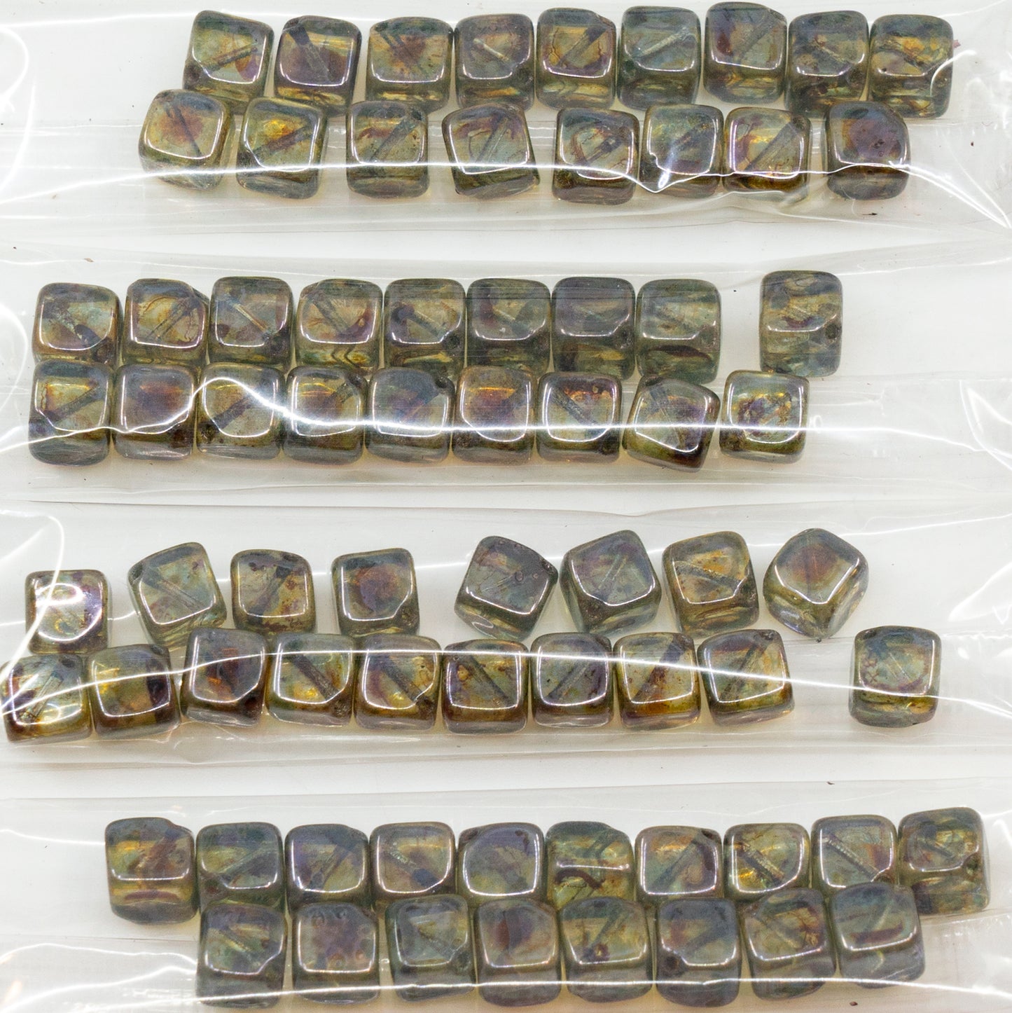 OUTLET 10 grams Pressed Beads, 8 x 8 mm, Crystal Stain With Luster Blue (00030-65431), Glass, Czech Republic