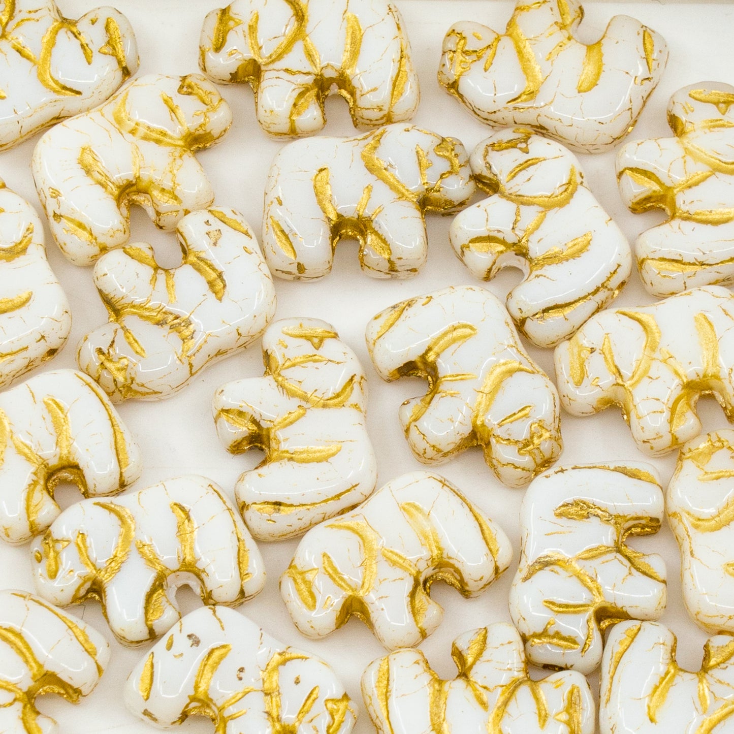 OUTLET 250g/50g Small Elephant Beads, 15 x 11 mm, White Gold Lined (02010-54302), Glass, Czech Republic